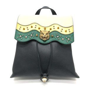 GUCCI 432266 Studded Animalier Backpack in Black Leather for Women